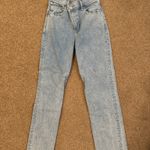 Abercrombie & Fitch  high-waisted cross waist straight-leg blue jeans  #highwaistedjeans Photo 0