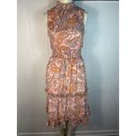 1. State Sleeveless High Neck Paisley Knee Length Dress in Size XS Pink Photo 2