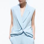 ZARA Ara pants high waisted straight wide leg baby blue suit  Photo 2