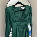 Hello Molly  Green Sheath Dress with Puff Sleeves Photo 2