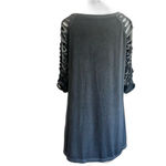 Very Moda Dark Charcoal Gray Distressed Sleeve Tunic Top Small Medium S/M NWOT Photo 3