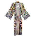 ZARA Boho Print Satin Belted Kimono Robe Dress Size M NEW Photo 2