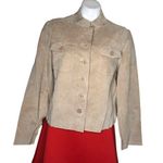 Worthington Beige Suede Jacket Button Up Nehru Collar Plus Size XL NEW Photo 0