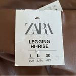 ZARA NWT  CAMEL FAUX LEATHER LEGGING PANTS Size L Photo 7