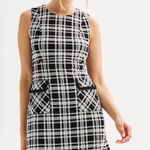 Andrew Marc NWT  Sleeveless Plaid Crewneck Front Pocket Dress Sz 10 Photo 0