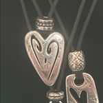 Brighton Retired Brazilian Triple Hearts Silver Charm Pendant Black Necklace Photo 2