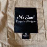 Me Jane  eyelet asymmetrical zip front jacket inner draw cord taupe size small Photo 3