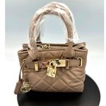 Badgley Mischka Mini Diamond Quilted Tote - Taupe Photo 1