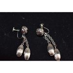 Unique Vintage Coro Stamped Vintage Silver tone Screw Back Dangle 1950's Earrings Photo 1