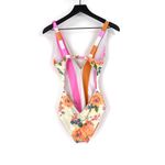 Maaji  Reversible One Piece Swimsuit Floral Striped Pink Orange White M Photo 9