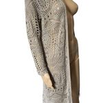 Chelsea & Theodore Tan Hippie Boho Witchy Western Knit Midi Longline Cardigan Photo 1