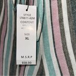 For Cynthia  Pants XL Blue Linen Blend Striped Womens Wide Leg Pull On Pants NWT Photo 3