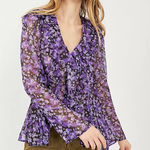 Free People NWOT  Nina Floral Sheer Blouse In Black Combo $138 MSRP Photo 0