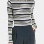 Theory  Striped Rib Knit Top in Washable Silk Photo 0