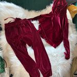 Fabletics Velvet Hoodie and Joggers in Deep Red Photo 1
