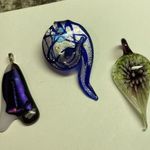 Handmade Lot Of 3 - Costume Pendants / Charms Blown Art Glass Photo 0