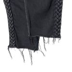 Driftwood  Jeans Jackie Lace Trim Raw-hem Slim Jeans Black Stretch Denim Size 28 Photo 5