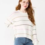 SO  Side Lace-Up Sweater Beige Stripe Size XS Photo 11