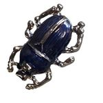 Beetle Bug Jewelry Pin Brooch Silver and Blue Color Metal Accessory Womens Photo 0