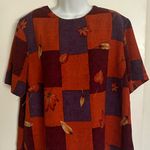Laura Scott  Orange and Purple Short Sleeve Tee with Tropical Design Photo 0
