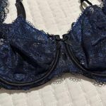 Victoria's Secret Victoria’s Secret Blue Shimmer & Black Unlined Demi Underwire Bra 36D Lace Photo 5