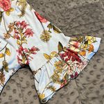 Acting Pro  medium blouse hi low tie front short sleeve blue floral print soft Photo 6