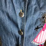 Dress Denim jean 90's puff paint stick figures blue pink white Size 12 Photo 10
