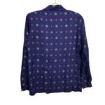 Jones New York  Women’s Sz 10 Purple Diamond Pattern Blouse Shirt Button Up Top Photo 5