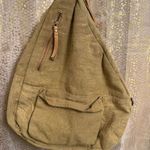 Free People Gretta Khaki Brown Canvas Sling Shoulder Bag Purse Flawed Photo 2