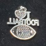 I Love Football Rhinestone Silver Tone Pendant 1.25" Photo 1