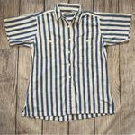 VTG 80s LL Bean Button Up Shirt Women’s M Blue White‎ Stripes Cool Weave Coastal Size M Photo 0