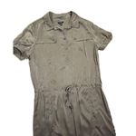 Ann Taylor 100% Silk Bronze Brown Cargo Utility Shirt Dress sz 14 Photo 9