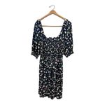 Draper James Jo Dee Dress Navy Blue Magnolia Floral Smocked Top Stretchy - Large Photo 2