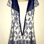 B Darlin  Blue and White A-line Patterned Dress Women’s Size 3/4 Photo 2