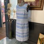 Talbots  Blue Striped Tweed Lined Sleeveless Shift Sleeveless - Sz 10 💚🎀 Photo 3