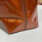 Gianni Bini Tote Handbag Large Double Handle Shiny Bronze Brown Fleur De Read De Orange Photo 6