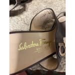 Salvatore Ferragamo  Vintage Bronze T-Strap Buckle Square Heel Flats Sandals 8 Photo 5