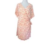 All in Favor Simone Floral Wrap Front Minidress in Multi Animal Peach Women XL Photo 2