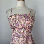 Vintage 70s Purple and Pink Sleeveless Floral Full Length Formal Dress Size 12 Photo 5