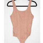 AGOLDE Women's Ribbed Elna Corset-Seam Bodysuit Grapefruit Size Medium Photo 3