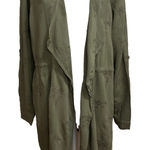 Knox Rose Embroidered Rayon Open Front Jacket Womens L Olive Green Boho Chic Earthy Photo 0