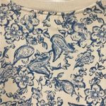 Sundry Cream and Blue Crew Neck Sweater with Paisley Sleeves Photo 3