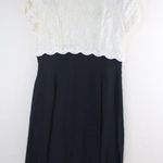 Vintage 90s SL Fashions Cream Lace Black Babydoll Scalloped Dress Size 8 Photo 3