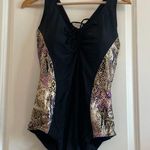 1Pc Swimsuit Ladies Tank Black Printed Side With Adjustable Back Tie Size XXL Photo 12
