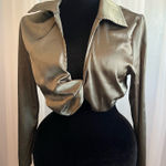 SheIn Olive Green Satin Crop Top Photo 0