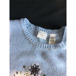 Villager  Sport Embroidered Knit Sweater Blue Floral Accent Beads‎ Womens Photo 8