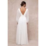Lulus Enchant My Love White V-Neck Long Sleeve Maxi Dress Size XL Photo 3