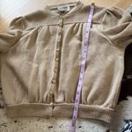 St. John Vintage Tan Knit Cardigan Size Small Asymmetrical Buttons Photo 6
