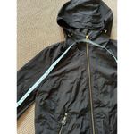 Michael Kors  Women's Jacket‎ Black Jacket Hooded Gold Zippers Logo Sz Small Photo 7