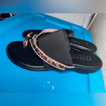 Italian Shoemakers  Black and Leopard Print Sandals Photo 2
